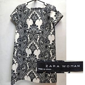 ZARA Woman white/black paisley mini dress ~ womens medium
